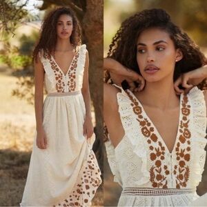 Anthropologie Esperanza Embroidered Maxi Dress